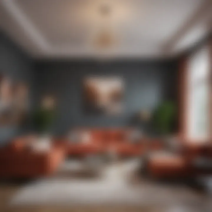 Elegant layout of a contemporary sitting room showcasing harmonious color balance.