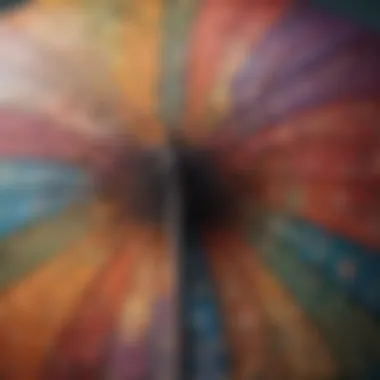 Artistry in Design: Patterns That Inspire Close-up of the intricate patterns on a multi-color outdoor umbrella