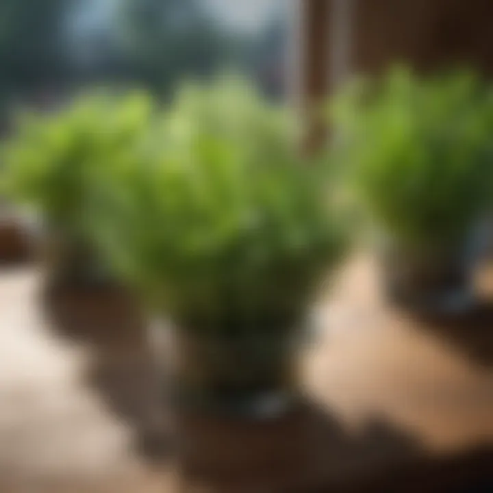 Close-up of fresh herbs ready for culinary use