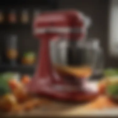 Close-up of KitchenAid food processor in action, blending ingredients