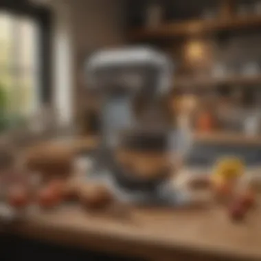 Assorted ingredients for baking beside the KitchenAid Mini Artisan Stand Mixer