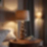 Elegant bedside lamp illuminating a cozy bedroom corner
