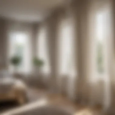 Natural light streaming through sheer curtains in a bright bedroom