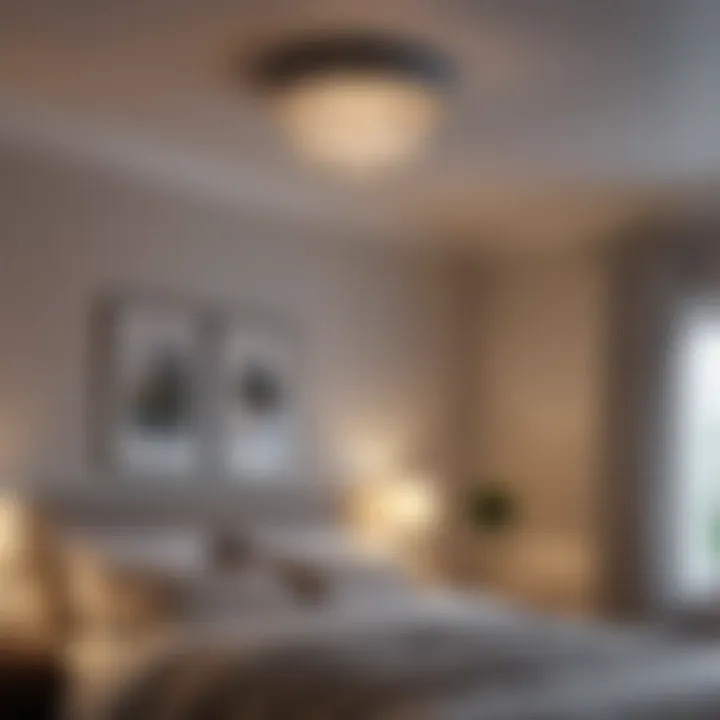 Stylish overhead lighting creating a tranquil bedroom atmosphere