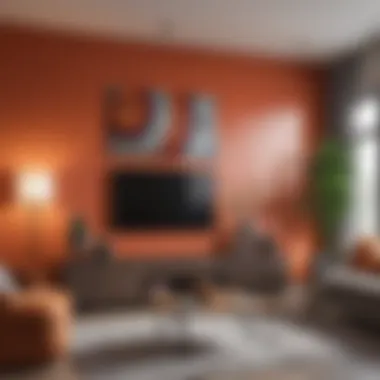 Impact of Bold Accent Wall in Modern Living Room Modern living room design emphasizing the impact of a bold accent wall
