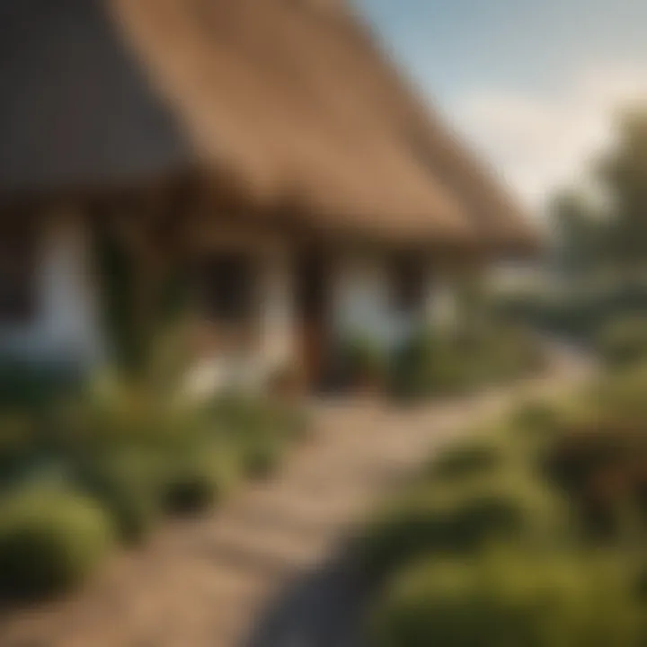 An illustration depicting environmental factors affecting thatched roofs.