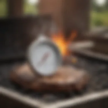 Checking grill temperature with a thermometer
