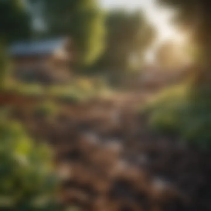 Diverse types of manure in a garden setting