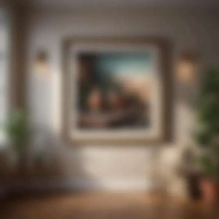 An aesthetically pleasing room showcasing framed artwork