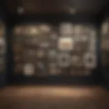 A well-arranged gallery wall with diverse artworks and photographs