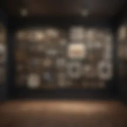 A well-arranged gallery wall with diverse artworks and photographs