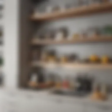 Customized shelving system enhancing the functionality of a kitchen cupboard.