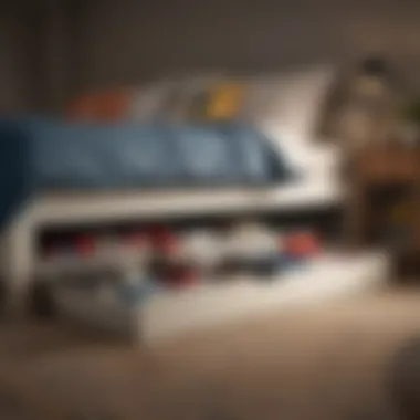 Organized under bed space showcasing toy storage