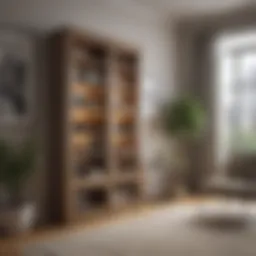 A stylish bookcase that maximizes vertical space in a small room