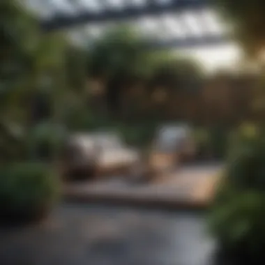 Lush Patio Design A beautifully designed patio with various plants creating a lush atmosphere