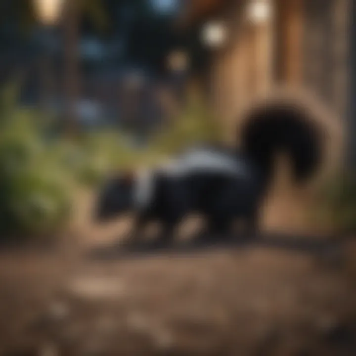 Signs of skunk activity around a residential area.
