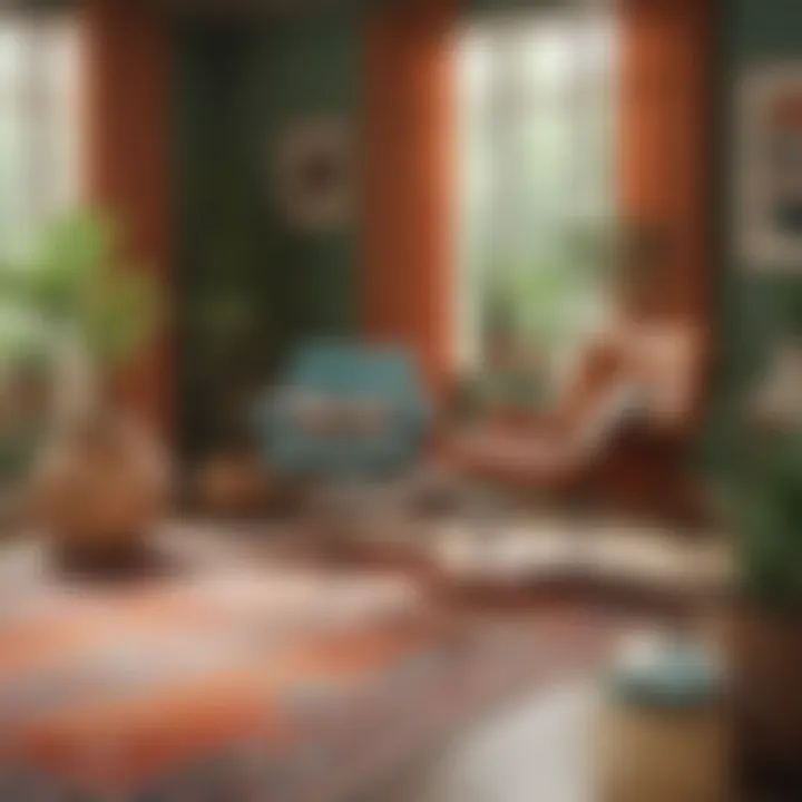 Color palette illustrating the integration of mid-century modern and boho hues