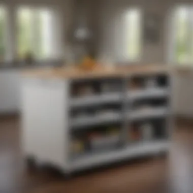 Elegant Mobile Kitchen Island with Storage Solutions Elegant mobile kitchen island featuring storage options