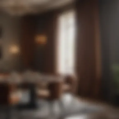 Luxurious Velvet Curtains in a Chic Dining Area Luxurious velvet curtains adding richness to a dining area