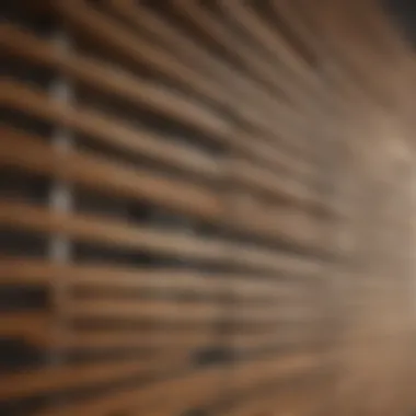 Close-up of Venetian blinds showcasing intricate slats.