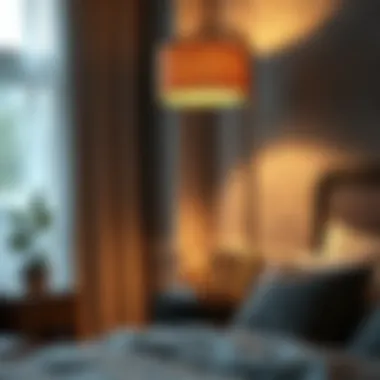 Floor lamp illuminating a cozy reading nook