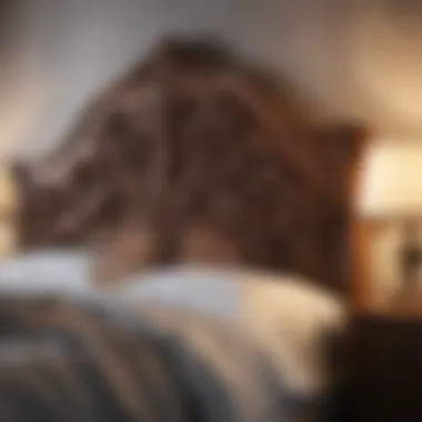 Elegant Wooden Headboard Elegant wooden headboard showcasing intricate carvings