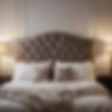 Luxurious Upholstered Headboard Luxurious upholstered headboard in a modern bedroom setting