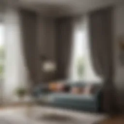 Luxurious one way drapes enhancing living room aesthetics