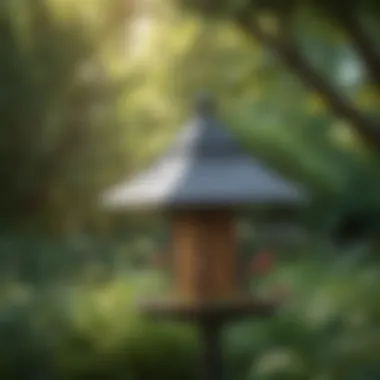 A well-maintained bird feeder in a lush garden