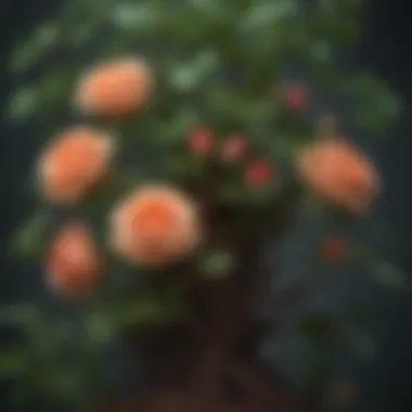 Nutrient Exchange: Mycorrhizal Fungi and Roses Illustration of nutrient exchange between mycorrhizal fungi and rose plants