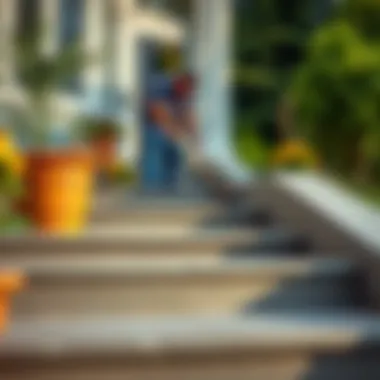 Application of paint on outdoor steps