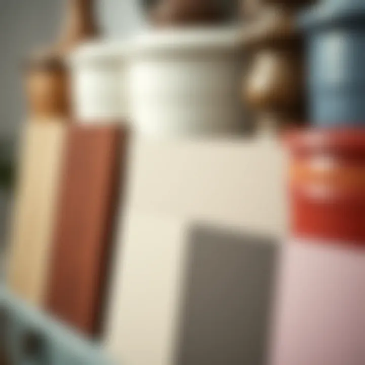 Close-up of different paint finish samples for furniture