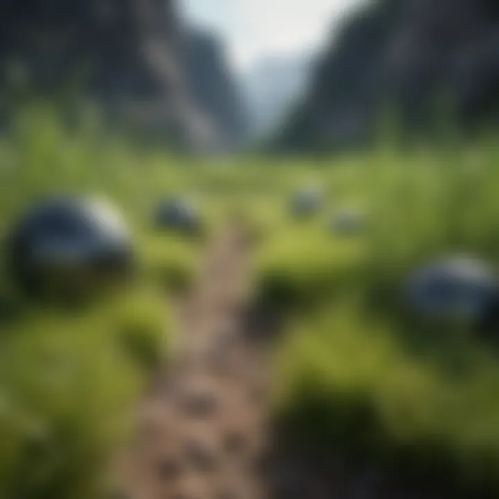 A scenic view of a landscape showcasing different climates affecting grass growth