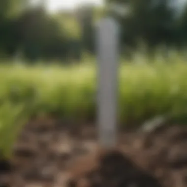 Soil Temperature Measurement Thermometer measuring soil temperature with grass in the background