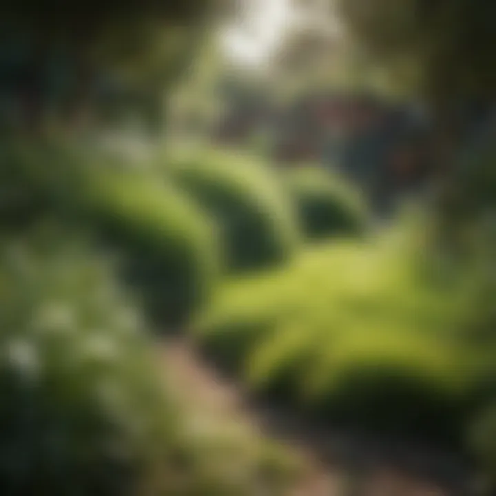 A diverse range of grass types in a lush garden setting