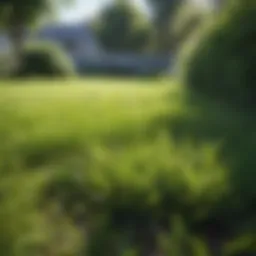 Beautiful green lawn under clear blue sky