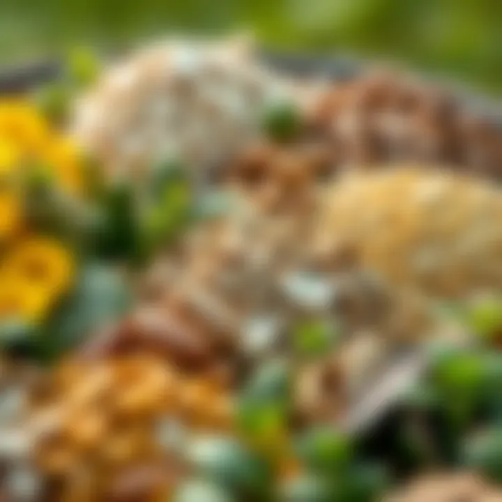 Close-up of different fertilizer types suitable for spring application