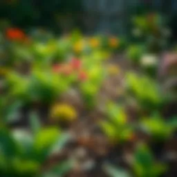 A lush garden in spring showing vibrant plant growth and fertile soil