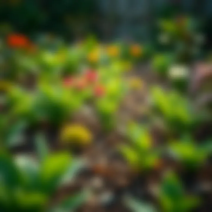 A lush garden in spring showing vibrant plant growth and fertile soil