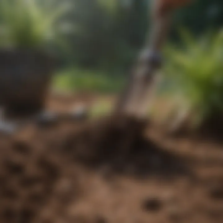 Soil preparation with gardening tools