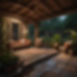 Cozy backyard room designed with natural materials