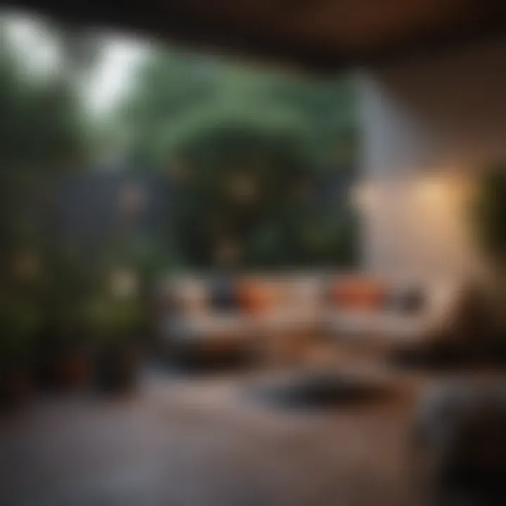 Multifunctional furniture arrangement in a small outdoor space