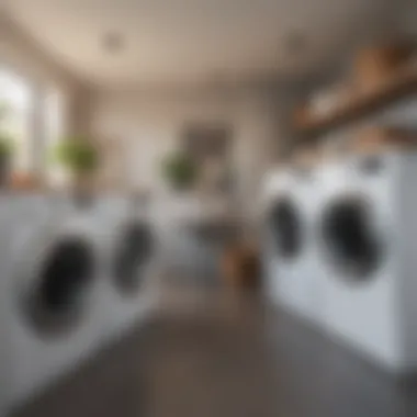 Optimized Workflow in Laundry Spaces Workflow optimization in a laundry room with clearly defined areas for washing and drying.