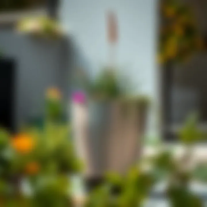 Modern metal planter with sleek design