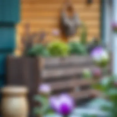 Rustic wooden planter adding charm to a garden