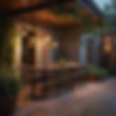 Cozy Patio Ambience Stylish overhead lighting illuminating a cozy patio setting