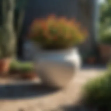 Aesthetic Pot Arrangement in Outdoor Setting Aesthetic arrangement of small pots in a garden space