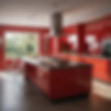 Vibrant kitchen featuring bold red accents