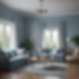 Tranquil living room painted in soft blue