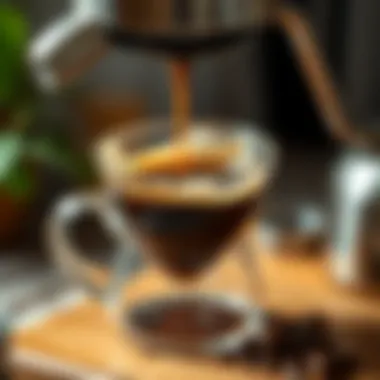 Close-up of a brewed cup of pour over coffee
